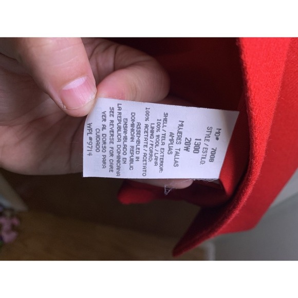 Vintage Sag Harbor Pure Wool Red One Button Single Breasted Blazer Size 20 Plus - Picture 5 of 9